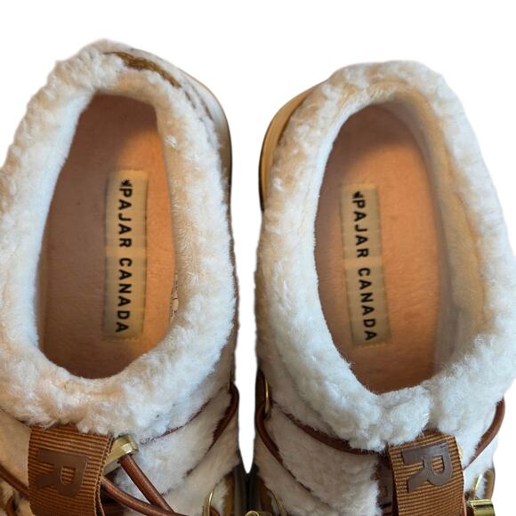 Pajar Canada Jules Women's Sneaker Mules size 6, New, tan & faux sherpa - Picture 10 of 12